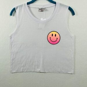 NWT Firehouse Kid's White Muscle Ombre Smiley Tank Size XL Fun Happy